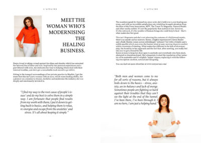 Featured in an article in L'AFFAIRE magazine