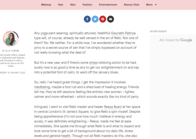 Reiki Article in Glamour Magazine